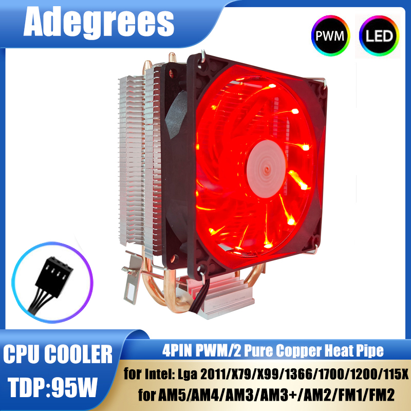 Cpu Heatsink - 2 Wärmerohren CPU-Kühlerturm 3PIN/4PIN PWM 90